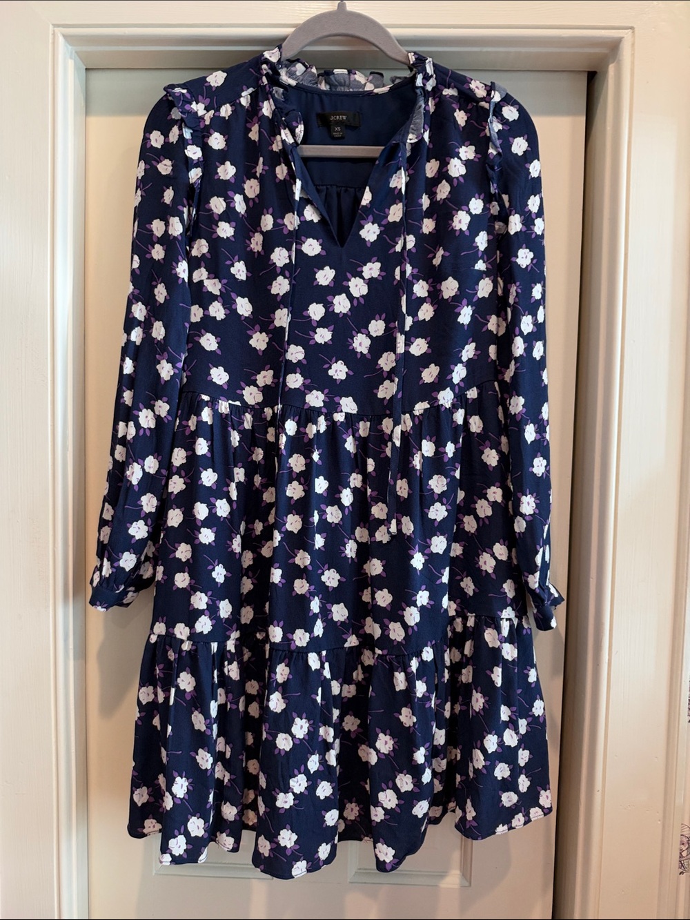 J.Crew Navy Floral Tiered Dress